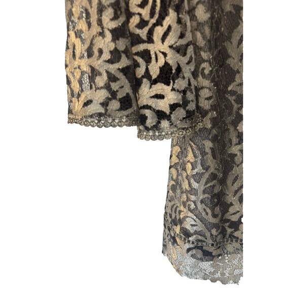 WHBM Silver Metallic Lace Bell Sleeve Mini BodyCon Party Coctail Dress Sz 12 NEW - Picture 5 of 10